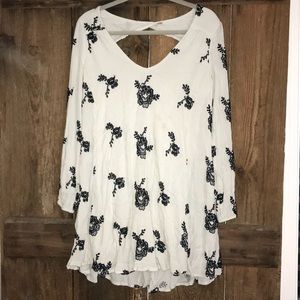 Floral teal and navy Free People Dress